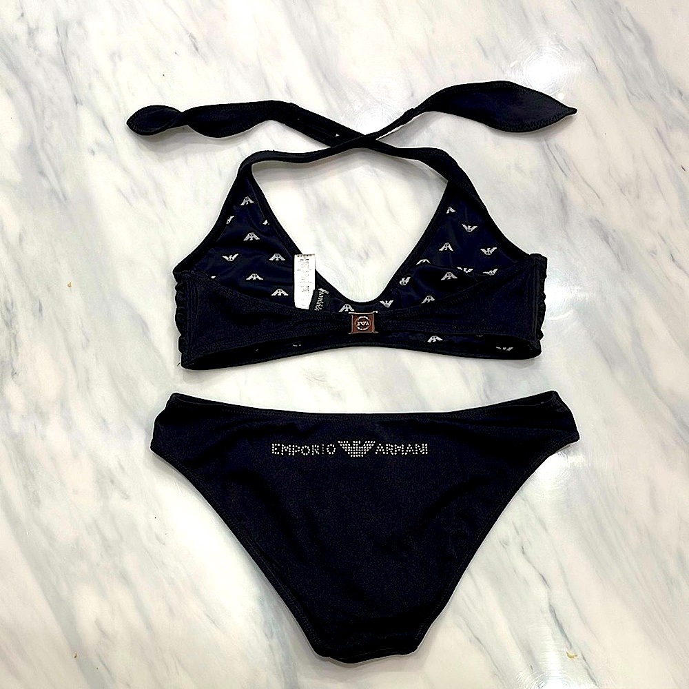 NWOT Emporio Armani Black Halter Bikini Top and Bottom Set